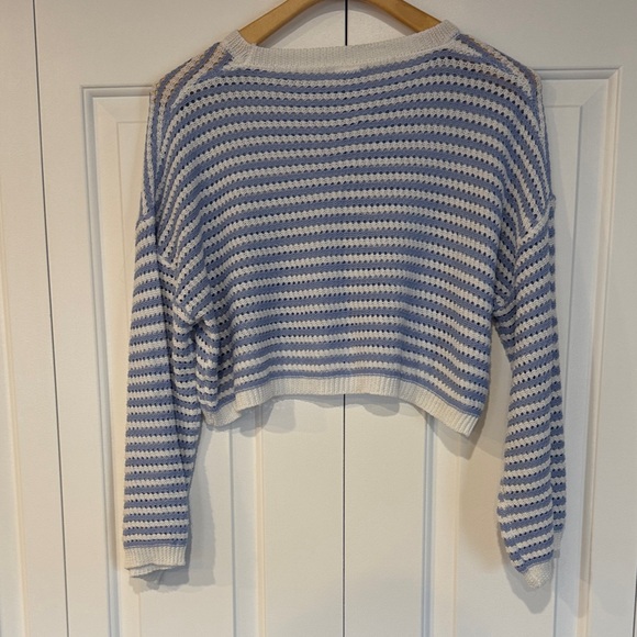 Blue and White Striped Knit Sweater - Picture 7 of 10